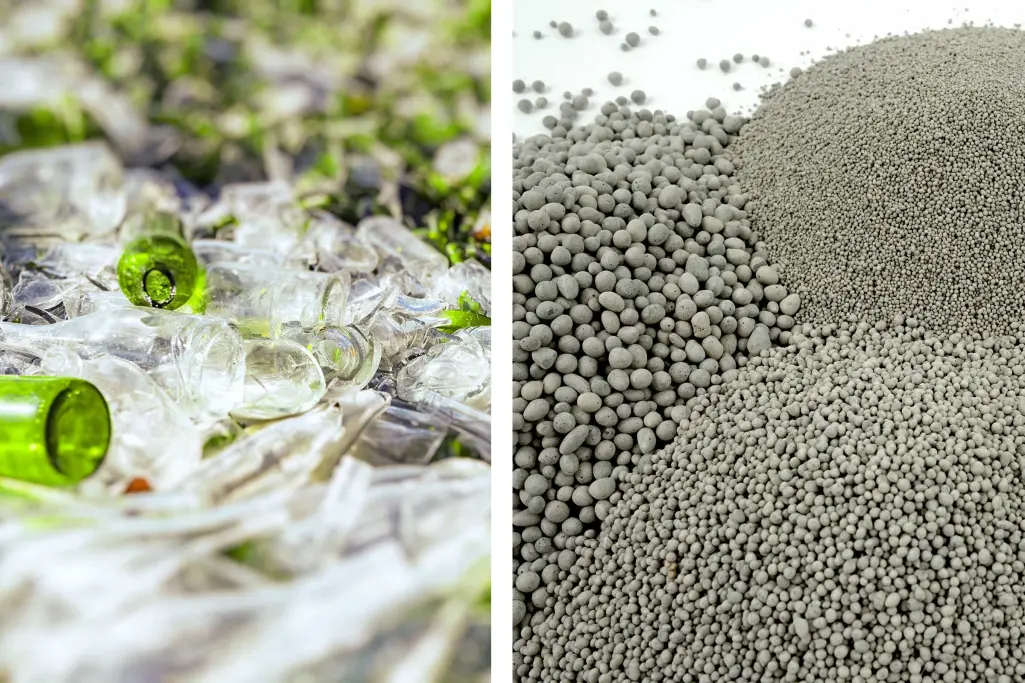 Odpadno steklo. Sto-Putzträgerplatte iz recikliranega stekla, nosilna plošča za omet za prezračevano