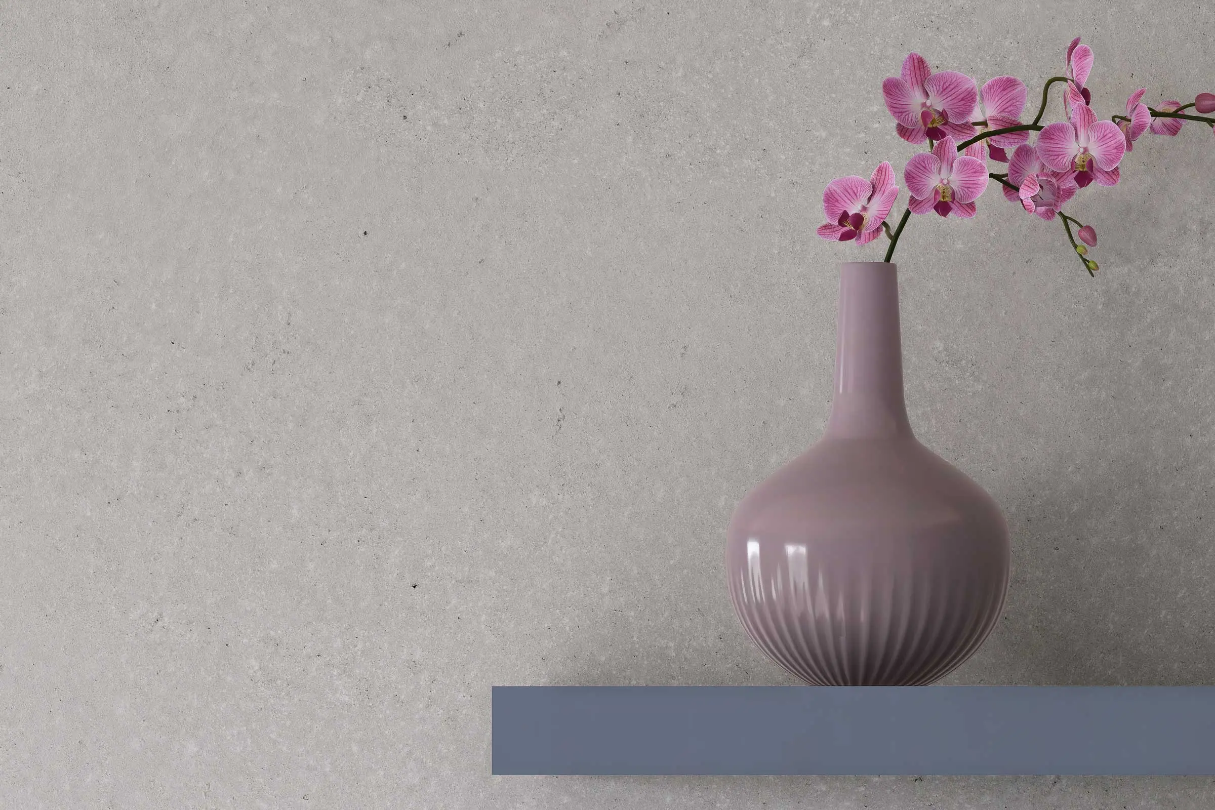 Oblikovanje sten v spalnici, detajl stenskega regala z vazo, stena naravne barve, Interior Colors 24